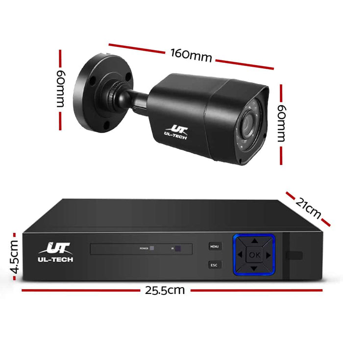 UL-tech Home CCTV Security System Camera 4CH DVR 1080P 1500TVL 1TB Outdoor Home