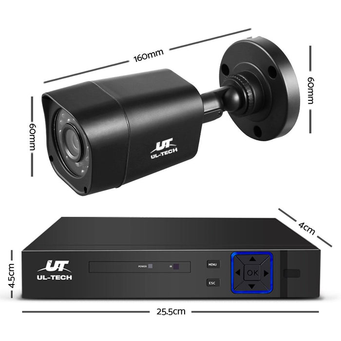 UL-TECH 8CH 5 IN 1 DVR CCTV Security System Video Recorder /w 4 Cameras 1080P HDMI Black