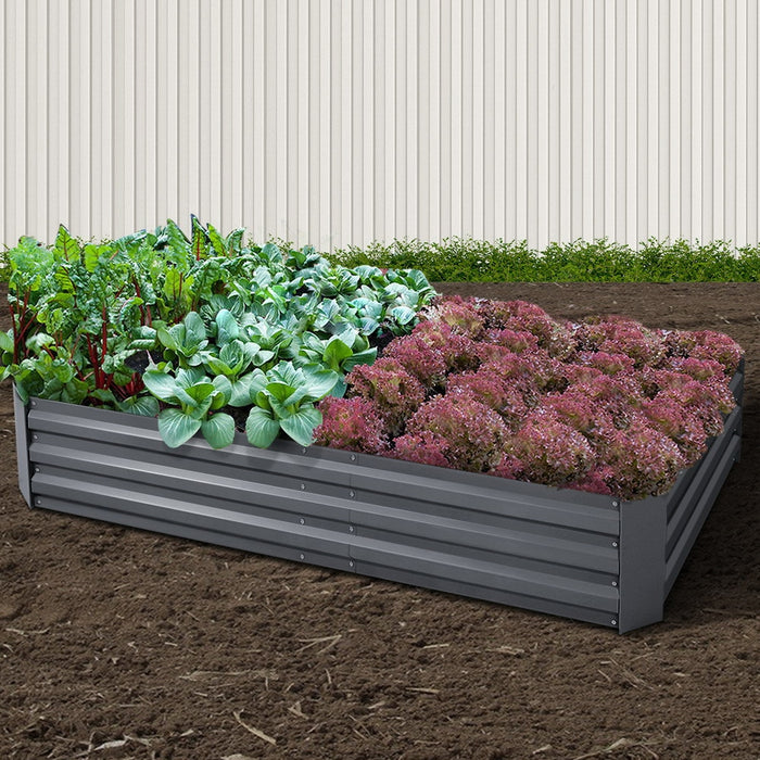 Greenfingers Galvanised Steel Raised Garden Bed Instant Planter 210 x 90 Aluminium