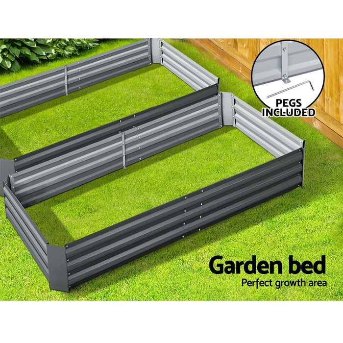 Greenfingers Garden Bed 2PCS 210X90X30cm  Galvanised Steel Raised Planter