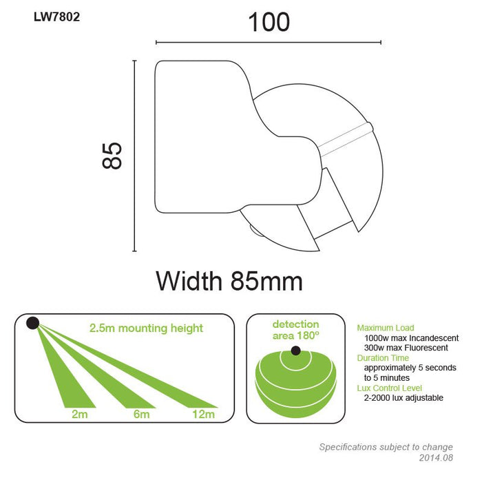 Lightwatch Motion Sensor Wall/Under Eave Mount White