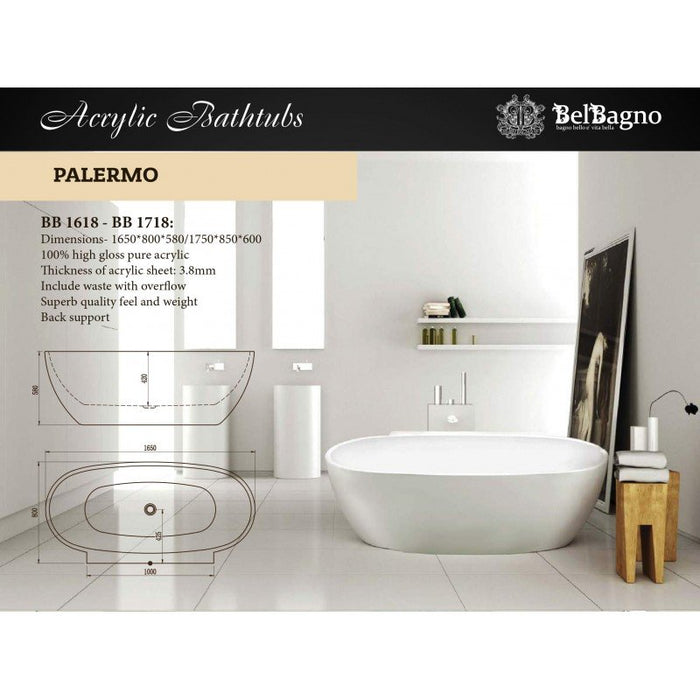 Palermo 1750mm Bath by BelBagno