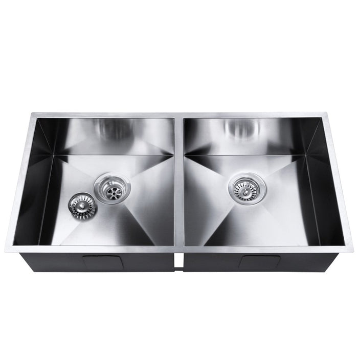 Cefito Stainless Steel Kitchen Sink 865X440MM Under/Topmount Laundry Double Bowl Silver
