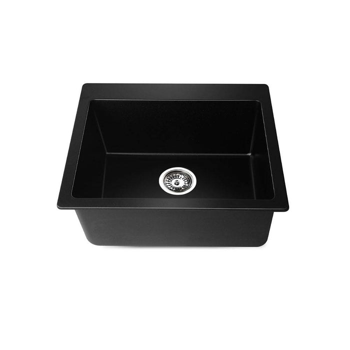 Cefito Stone Kitchen Sink 570x500MM Granite Under or Topmount Basin Bowl Laundry Black