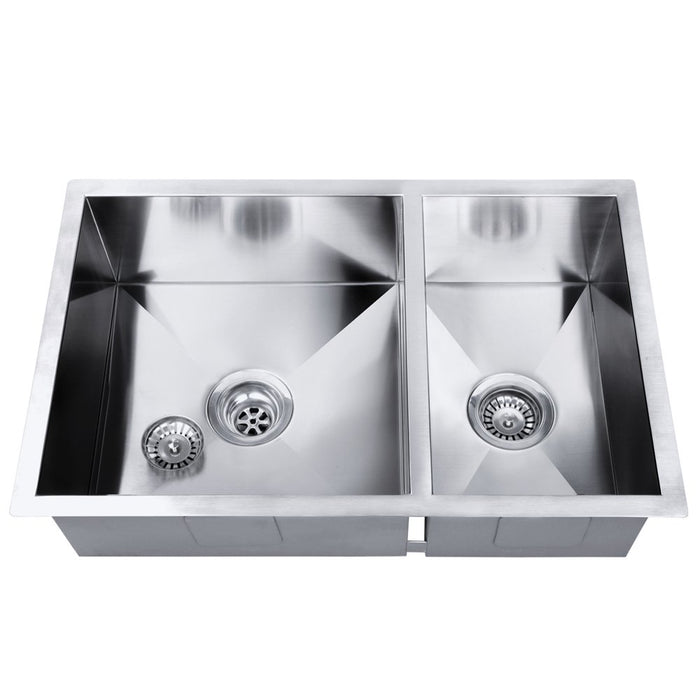 Cefito Stainless Steel Kitchen Sink 710X450MM Under/Topmount Laundry Double Bowl Silver